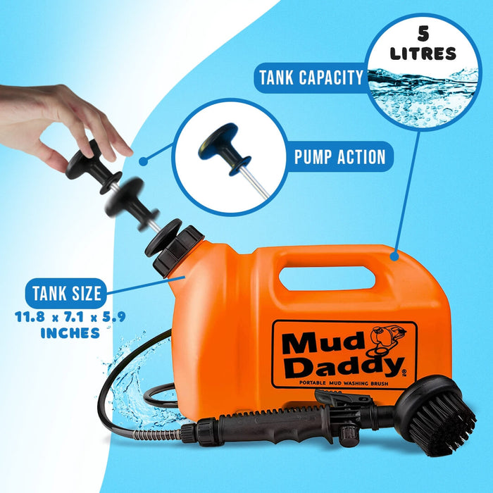 Mud Daddy® 5L | Original | Portable Pet Washing Device | Muddy Walks | Pet Cleaning | 5 Litre