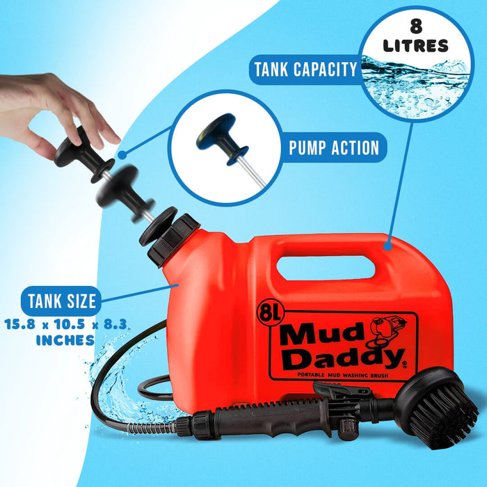 Mud Daddy® 8L | Original | Portable Pet Washing Device | Muddy Walks | Pet Cleaning | 8 Litre