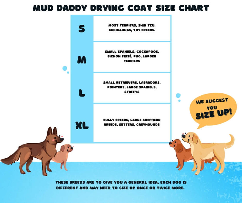 Mud Daddy® Dog Drying Coat | Dog Bathrobe | Fast Drying | Super Absorbent | Double layers | Double thickness