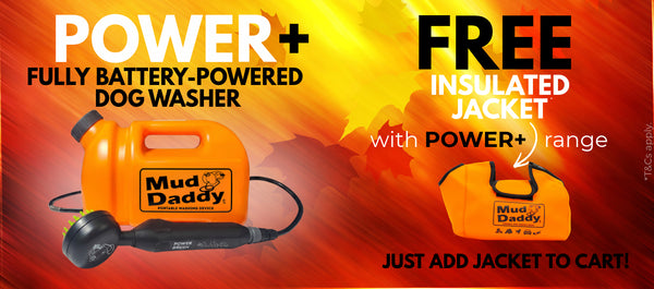 Mud Mummy® POWER+ 8L Battery Powered Dog Washer for Muddy Paws banner