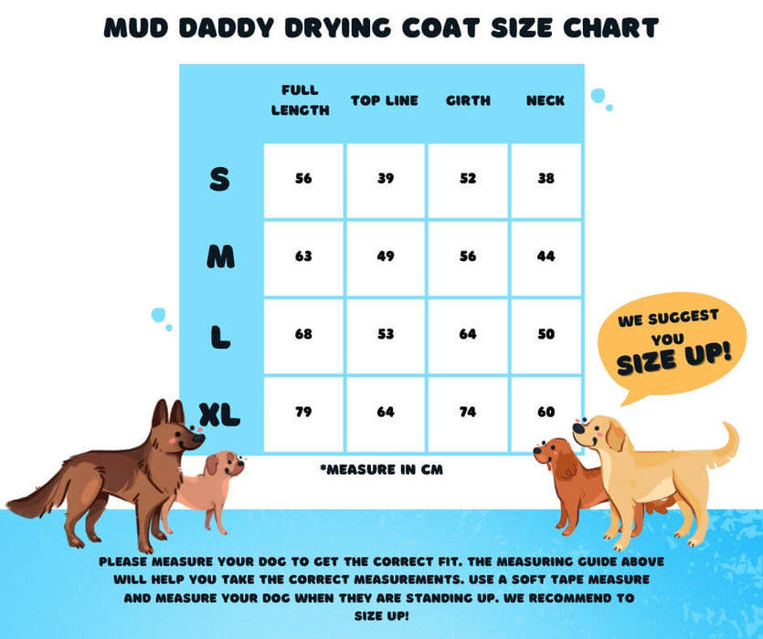 Mud Daddy Dog Drying Coat | Dog Bathrobe | Fast Drying | Super Absorbent | Double layers | Double thickness