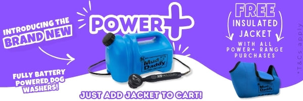 PREORDER Mud Daddy® POWER+ 5L Battery Powered Dog Washer For Small Dogs banner