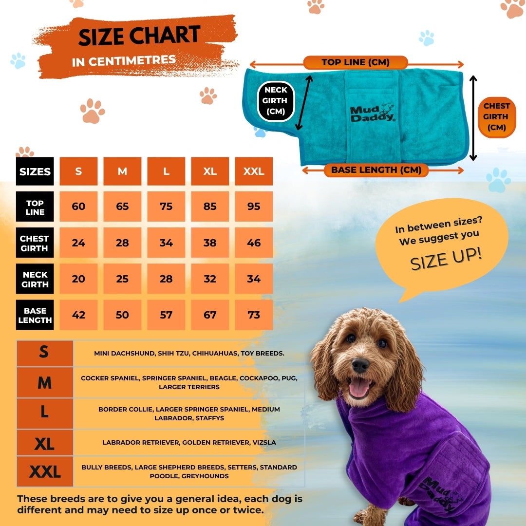 Mud Daddy® Super Absorbent Dog Drying Coat – For After Walks & Baths