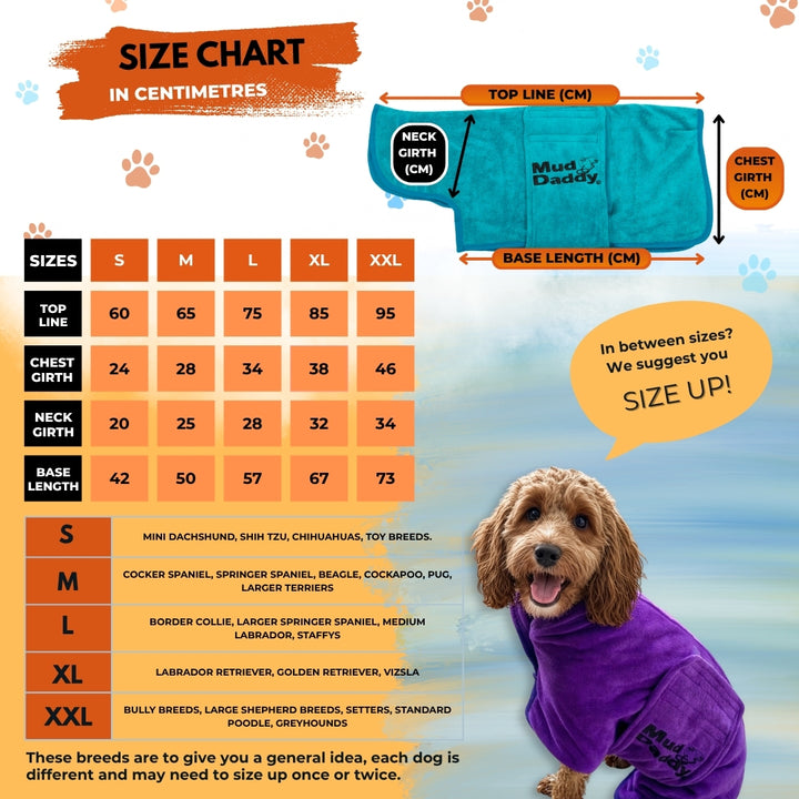 Mud Daddy® Super Absorbent Dog Drying Coat – For After Walks & Baths