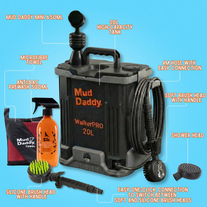 WalkerPRO® 20L Battery-Powered Dog Washer – Professional Grade
