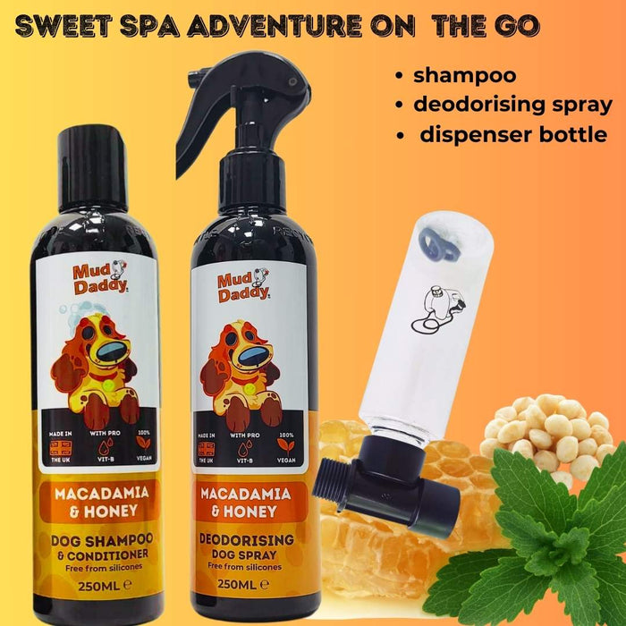 Spa on the go (Shampoo, Deodorising Spray, Shampoo dispenser)